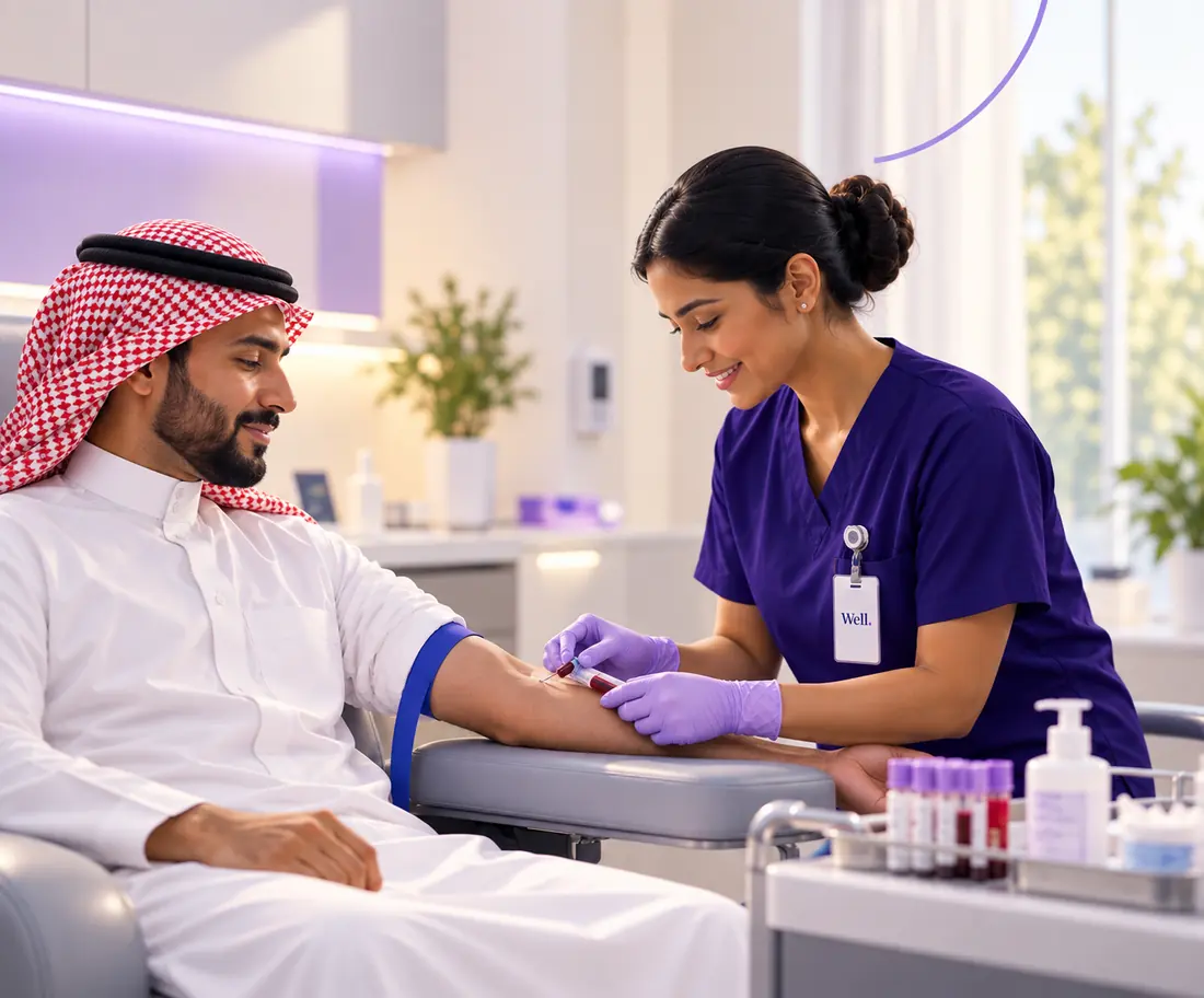 ممرضة من وِل تسحب عينة دم